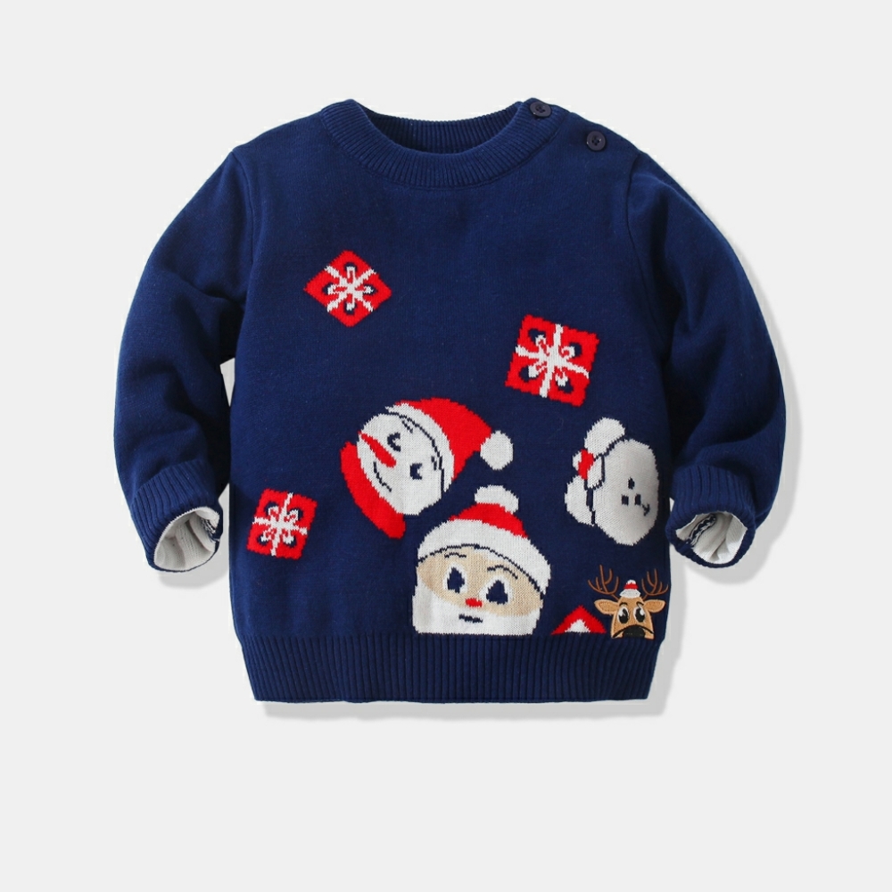 Boys Santa Long Sleeve Pullover Sweater
